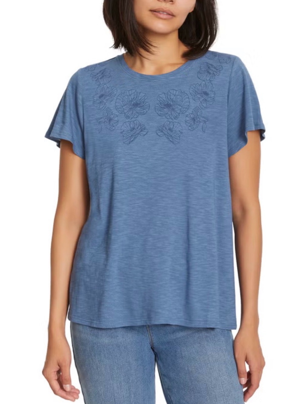Ella Moss Women's Short Sleeve Embroidered Top